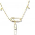 Gold plated silver 925° safety pins necklace with white zircon (code NZB103340)